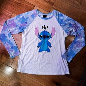 Disney Stitch UV Sun Shirt Rash Guard Long Sleeve Size L Fits S/M UPF Sun Protec
